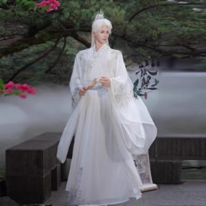Men's Xianxia Style Hanfu Robe Set - Black & White Flowing Chinese Traditional Outfit for Cosplay & Events