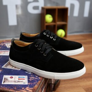 Men’s Suede Casual Lace-Up Sneakers | Low-Top Flat Sole Shoes