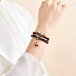 Natural Sandalwood Double Wrap Bracelet, Traditional Chinese Prayer Bead Wrist Mala